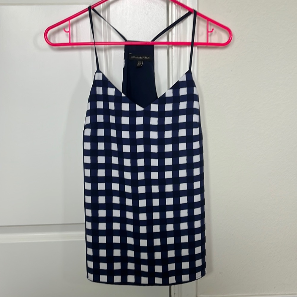 Banana republic xs racer back blouse. Blue and white checkered.